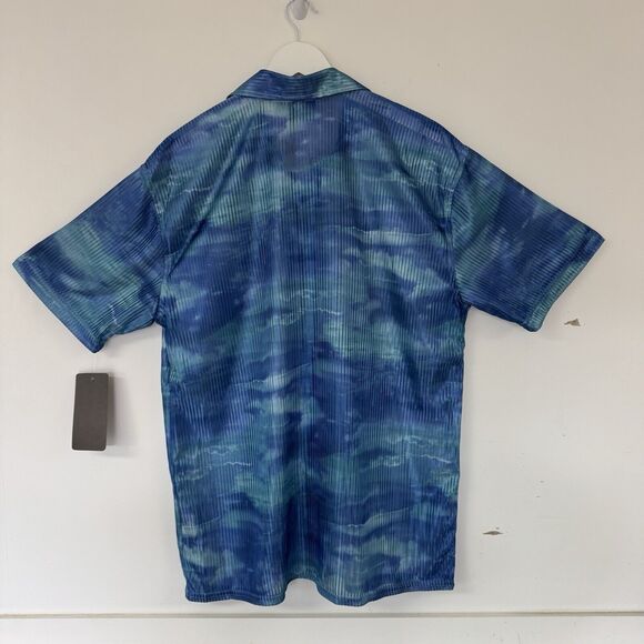 Vintage Positano Shirt Top 80s 1980’s Club Disco Semi Sheer Ribbed Blue Green XL - Picture 3 of 11